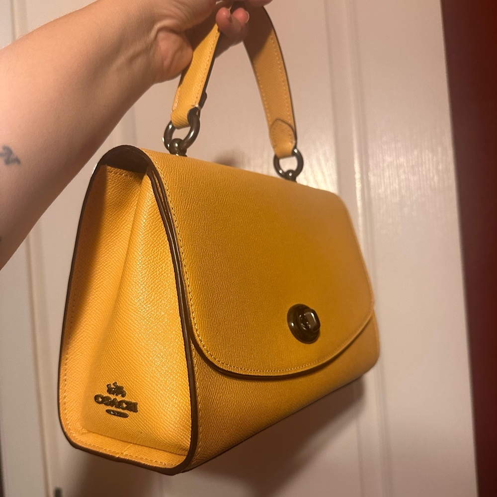 Mustard Yellow Leather Coach Handbag